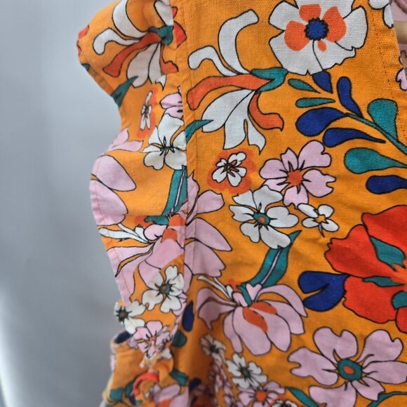 Marc New York Orange Boho V-Neck Linen/Viscose Sleeveless Blouse Size Large - Picture 6 of 11